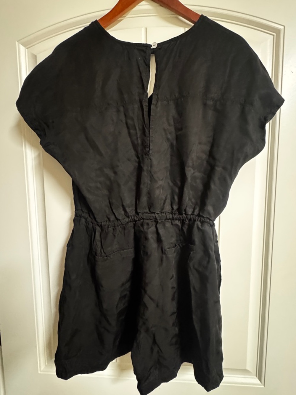 Black V-Neck Drawstring Romper - Picture 2 of 3